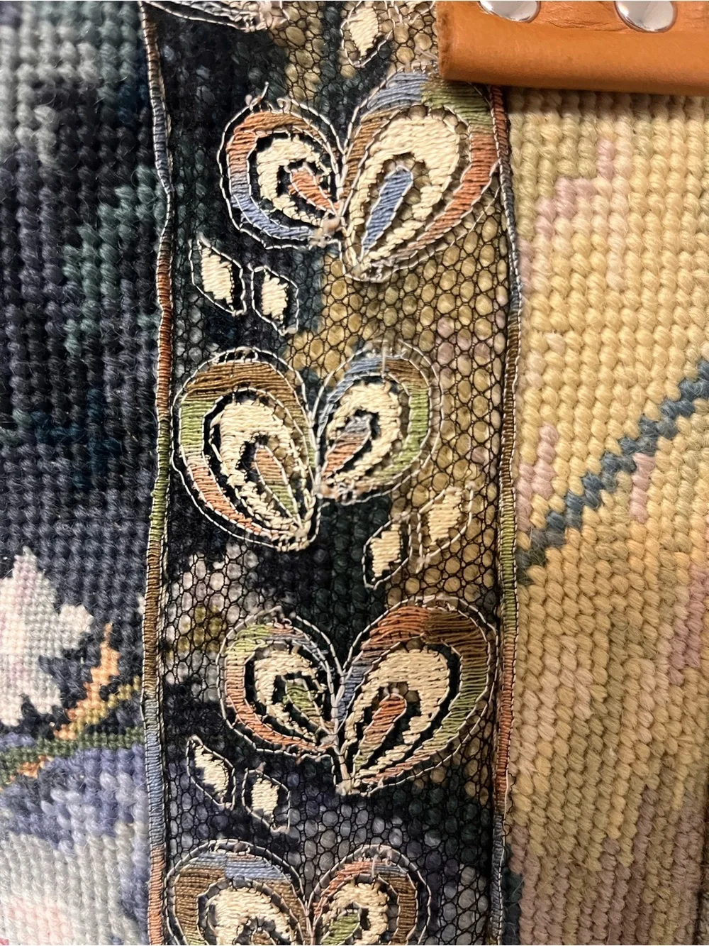 Handmade One-of-a-kind handbag tote purse . Crane velvet floral bag artwork.